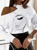 "Women's Off Shoulder Abstract Print T-Shirt - Trendy Sexy Top For Casual & Party Wear"_ecoleips.com