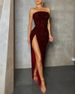 Women's Clothing Sequined Sexy Slit Tube Top One Shoulder Dress Elegant Evening Dress_ecoleips.com