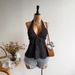 Women's Clothing Women's Black Bohemian Style Backless Camisole Top Casual Vacation Wear Summer Fashion For Formal & Casual_ecoleips.com