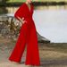 Modern Jumpsuit With Asymmetric Closure | Elegant Wide-Leg Romper For Work & Casual Wear Versatile Five-Thirds Sleeves_ecoleips.com