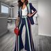 Women's Clothing Striped Color Matching Casual Suit Jacket_ecoleips.com