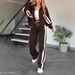 Y2K Women's Striped Zipper Top Jacket Casual Sports Suit Autumn Collection European And American Style Regular Fit_ecoleips.com