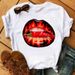 Spring/Summer Plus Size Loose T-Shirt With Colorful Lips Print, Casual Fashion Simple Top For Women_ecoleips.com