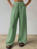 Women's Clothing Elegant Versatile Elastic Casual Solid Color Trousers Wide Leg Pants_ecoleips.com