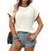 Crochet Lace Short Sleeve Summer Knit Top For Women, Y2K Retro Round Neck Blouse, Breathable Casual Chic_ecoleips.com