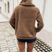 Women's Fleece Stand Collar Pullover - Cozy Loose Fit Long Sleeve Top For Autumn & Winter_ecoleips.com