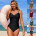 Women's Solid Color One-Piece Swimsuit - High Waist Tummy Control Swimwear For Women - Sexy & Sporty Bathing Suit_ecoleips.com