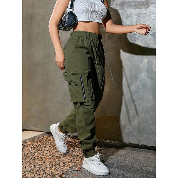 Women's Clothing Trendy Loose Fit Motorcycle Work Pants Multi Pocket Casual Bottoms For Spring Autumn_ecoleips.com