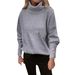 Women's Oversized High Neck Knit Sweater With Striped Sleeves & Button Detail - Soft Casual Pullover For Autumn Winter_ecoleips.com