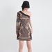 Women's Clothing Spring New Printed Heavy Beaded One shoulder A line Skirt Retro Style Small Long Sleeve Dress_ecoleips.com