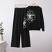 Women's Clothing Round Neck Soft Sweater Casual Jacket Knit Sweater Top Loose Wide Leg Pants Two Piece Suit_ecoleips.com