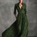 Women's Autumn And Winter Retro Plaid Large Swing Skirt With Elegant Temperament V-Neck French Style Dress_ecoleips.com