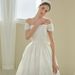 Women's Clothing Retro One Shoulder Simple Engagement Registration Dress Travel Photography Petite Bride Gown_ecoleips.com