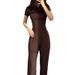 2025 Summer European And American Women's Clothing New Fashion Round Neck Slim Casual Versatile Loose Elastic Wide Leg Pants Suit Women_ecoleips.com