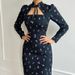 Women's Clothing Design Sense Stand Collar Tie Print Long Sleeve Dress Female Temperament Waist Slit Hip Skirt Commuter Long Skirt_ecoleips.com