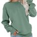 Women's Round Neck Long Sleeve Sweatshirt Casual Loose Pullover Solid Color Autumn Winter Fashion Top_ecoleips.com