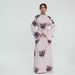 Voya Robe Longue À Fleurs Modeste Musulmane – Manches Longues Évasées A-Line Abaya Femme (Bordeaux/Rose)_ecoleips.com