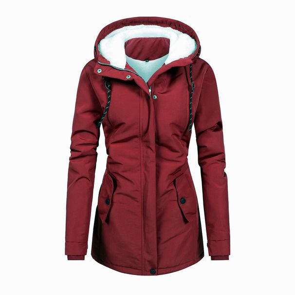 girl Parka Autumn Winter Lamb Wool Jacket European Size Thickened Fleece Cotton Women Casual Hooded Coat Mid-Length_ecoleips.com