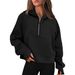 Women's Clothing Autumn And Winter Yoga Wear Women's Sports Half Zip Hoodie Sweatshirt Loose Short Plus Velvet_ecoleips.com