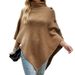 MaoMaoYu 2026 Autumn Winter European And American Foreign Trade Shawl Cape Sweater Solid Color High Neck Cross-Border_ecoleips.com