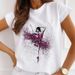 Cross-border Plus-size Loose-fitting Simple Summer Watercolor Ballet Short-sleeve T-shirt For Women_ecoleips.com