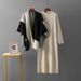 Russian Casual Dress For Women, Autumn And Winter New Style, Socialite Lazy Style Knitted Sweater Shawl Two-Piece Set_ecoleips.com