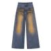 Vintage Distressed Rivet Wide-leg Jeans For Women, Autumn And Winter, Stylish, Loose, Slimming, Straight-leg,_ecoleips.com
