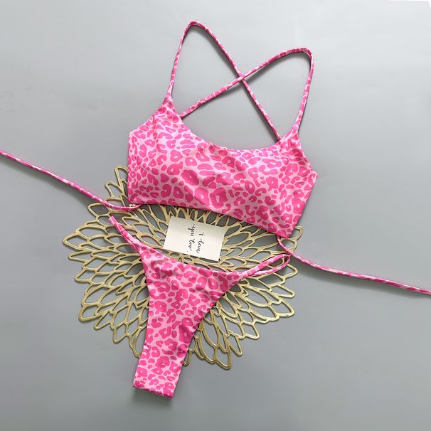 Leopard Print Two Piece Swimsuit 2026 European American Style Low Rise Thong Bikini Sexy Vacation Beach Swimwear Polyester Nylon_ecoleips.com