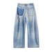 Women's Distressed Mid-Rise Relaxed Fit Wide-Leg Jeans, Ripped Denim Pants For Casual Street Style Comfortable Mid-Rise Relaxed Waistband_ecoleips.com
