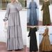 Women's Clothing Muslim Ruffle Skirt Women's Ruffle Korean Dress Casual Loose Round Neck Long Dress_ecoleips.com