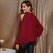 Voya Hot Selling Women's Elegant Wine Red T-shirt For Spring And Summer Round Neck Off Shoulder High Cold Long Sleeved Top_ecoleips.com
