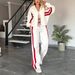 Autumn Y2g Striped Zipper Jacket Leisure Sports Suit For Women_ecoleips.com