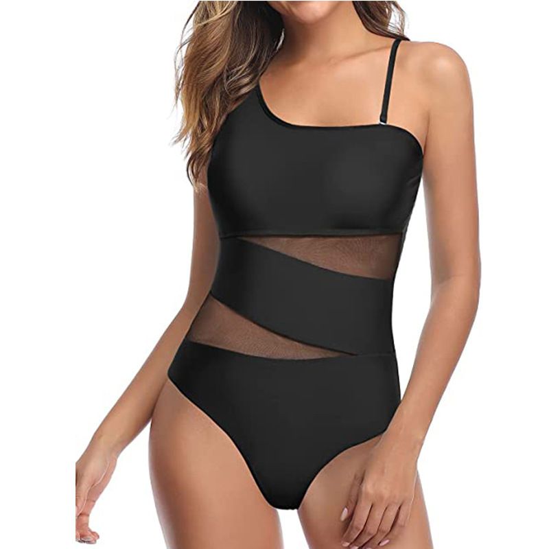 plus Size Red Mesh Openwork One Piece Swimsuit for Women Sexy Sleeveless Slimming And Flattering Integrated Briefs_ecoleips.com