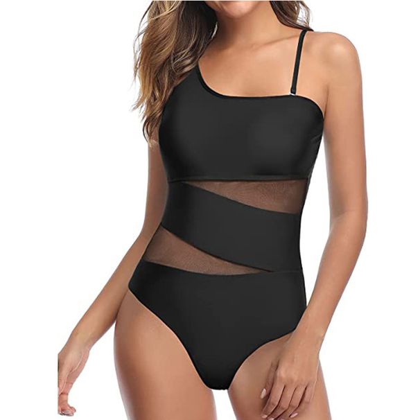 plus Size Red Mesh Openwork One Piece Swimsuit for Women Sexy Sleeveless Slimming And Flattering Integrated Briefs_ecoleips.com