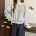 Real Shot Off-Shoulder Long Sleeve Sweatshirt For Women Spring And Autumn Thin Korean Version Loose_ecoleips.com