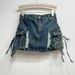 Summer New American Style Side Pocket Tie Hole Denim Miniskirt Low Waist Hip Hot Girl Outfit Trend_ecoleips.com