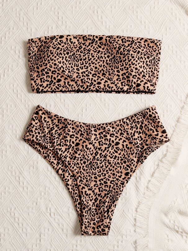 Women's Clothing Sexy Leopard Print Polka Dot Bikini Split Swimsuit Women's Suit Printed Swimsuit_ecoleips.com