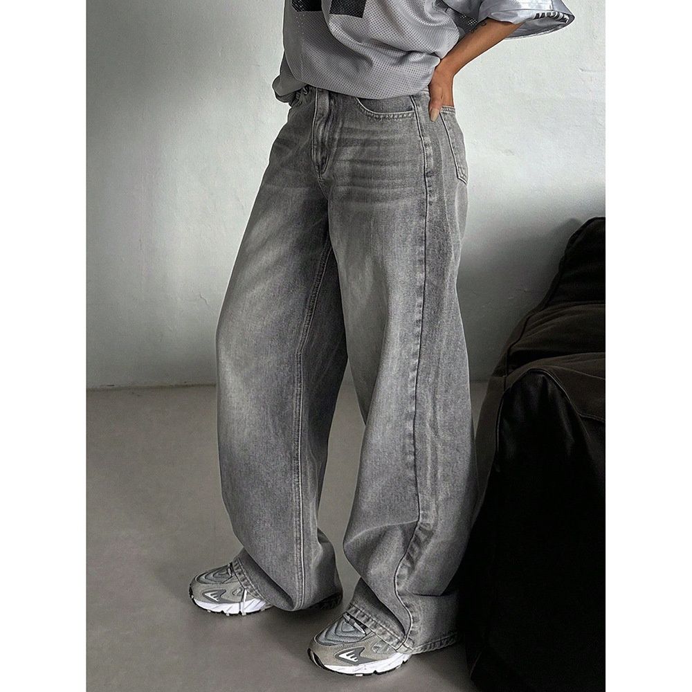 Trendy Pants Wide-Leg Casual 2025 Spring And Autumn New Fashion High-Waist Draped Straight Loose Retro Jeans For Women_ecoleips.com
