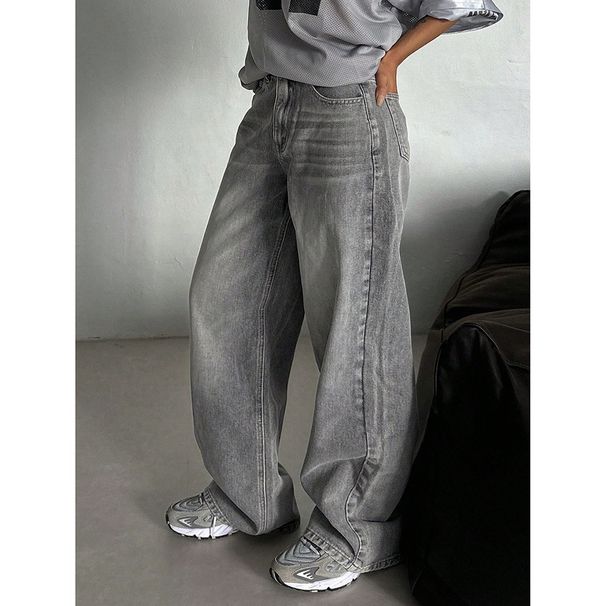 Trendy Pants Wide-Leg Casual 2025 Spring And Autumn New Fashion High-Waist Draped Straight Loose Retro Jeans For Women_ecoleips.com