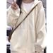 Korean-style Waffle Knit Jacket Women, Spring Thin Version, Casual Mesh Cardigan, Winter Fleece-lined Thickened Hooded_ecoleips.com