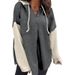 2026 Autumn Winter New Cross-Border European And American Women's Sweater Patchwork Hooded Sweatshirt Casual_ecoleips.com