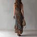 2026 New European And American Style Cross-Border Vintage Patchwork Printed Asymmetrical Slim-Fit High-Slit Long Dress_ecoleips.com