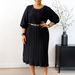 Women's Clothing Summer A-Line Dress Solid Color Round Neck Tie Waist Pleated High-Quality Mid-Length_ecoleips.com