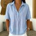 K New Women's Loose And Comfortable Collared Short Sleeved Solid Color Shirt_ecoleips.com