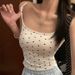 Spicy Girl Polka Dot Camisole Slim Fit Inner With Pads Beautiful Back Wrapped Chest Large U-Back Exposed Outer Wear Base_ecoleips.com