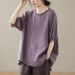 Artistic And Retro Summer Large-Sized Short-Sleeved T-Shirt For Women, Loose And Revealing Belly Top, Women's Lace And B_ecoleips.com