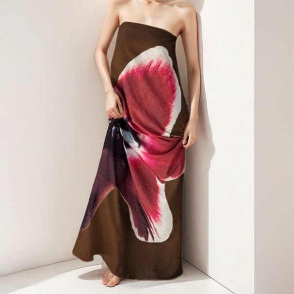 Spring Fashion Women's Printless High-Waisted Dress With Full Back Exposure_ecoleips.com