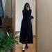 Aria Basics Aria Basics Early Spring Fashionable Black Knitted Set For Women 2025 New Style Long Dress_ecoleips.com