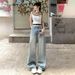 In-stock American Retro Low-waist Loose Wide-leg Pants, Versatile Floor-length Straight Jeans Women, Available For_ecoleips.com
