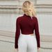 Voya Women's 2026 Spring/Summer High Neck Hollow Fashion Sexy Tight Fit Knitted Long Sleeve Short Top_ecoleips.com